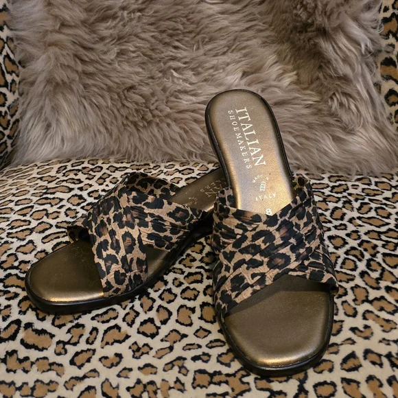 Leopard Slide Sandals - Picture 1 of 3